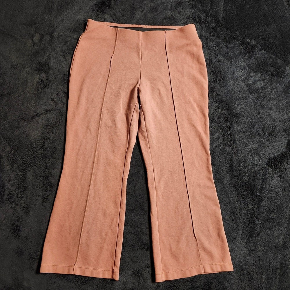 A New Day Womens Pintuck Cropped Flare Pants Terracotta Clay Size Medium